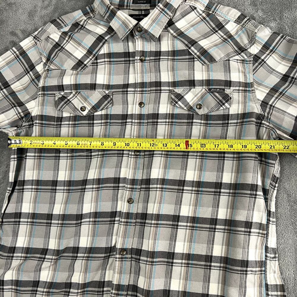 Eddie Bauer Button Down Mens XL Plaid Pearl Snap Classic Fit Western‎ - Picture 9 of 10